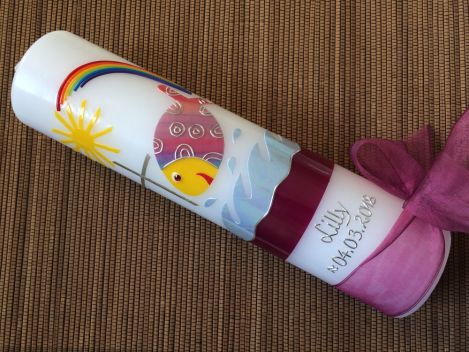 Taufkerze bunter Fisch