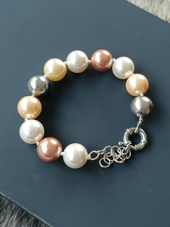 Armband aus Mallorca-Perlen 14mm Geschenk Schmuck, Taufe, Kommunion, Hochzeit