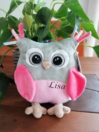 Baby EULE SOFIA Kuscheltier Spielfigur mit Rassel - pink -