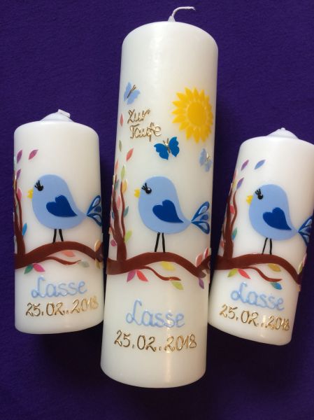 Taufkerzen-Set Vogel