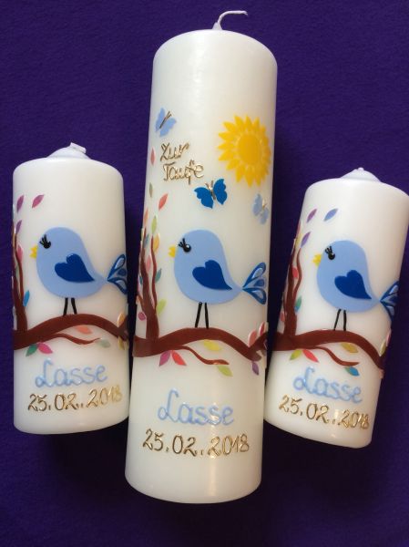 Taufkerzen-Set Vogel