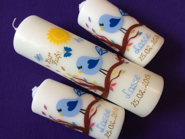 Taufkerzen-Set Vogel