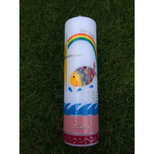 Taufkerze bunter Fisch