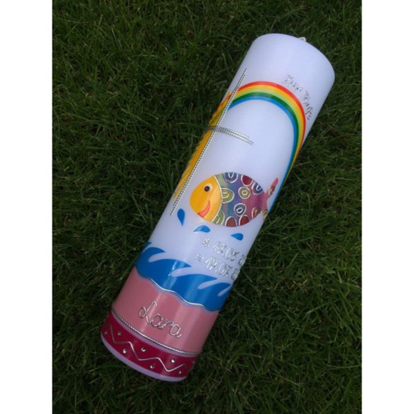 Taufkerze bunter Fisch