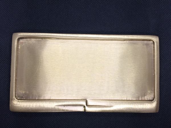 Messingplatte eckig vernickelt matt-gold gebürstet 17 x 9 cm (21ZB)