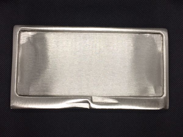 Messingplatte eckig vernickelt matt-silber gebürstet 17 x 9 cm (32ZB)