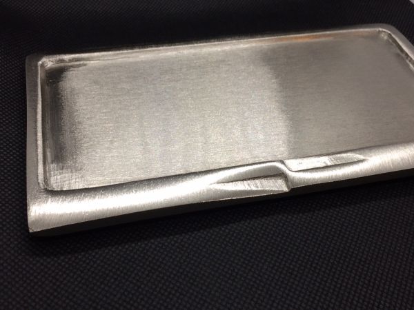 Messingplatte eckig vernickelt matt-silber gebürstet 17 x 9 cm (32ZB)