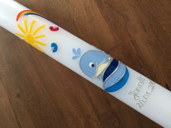 Taufkerze / Kommunionkerze Wal (1403TK)