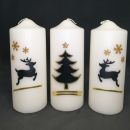 3 Kerzen zu Weihnachten / Advent / Tischkerze / Tischdeko (2429TK)
