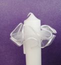 Tropfschutz, Tropfer Tüll mit Band - weiß, Kerzenschmuck für Kerzen 3 - 4 cm (203ZB)