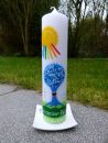 Kommunionkerze Lebensbaum blau (361KK)
